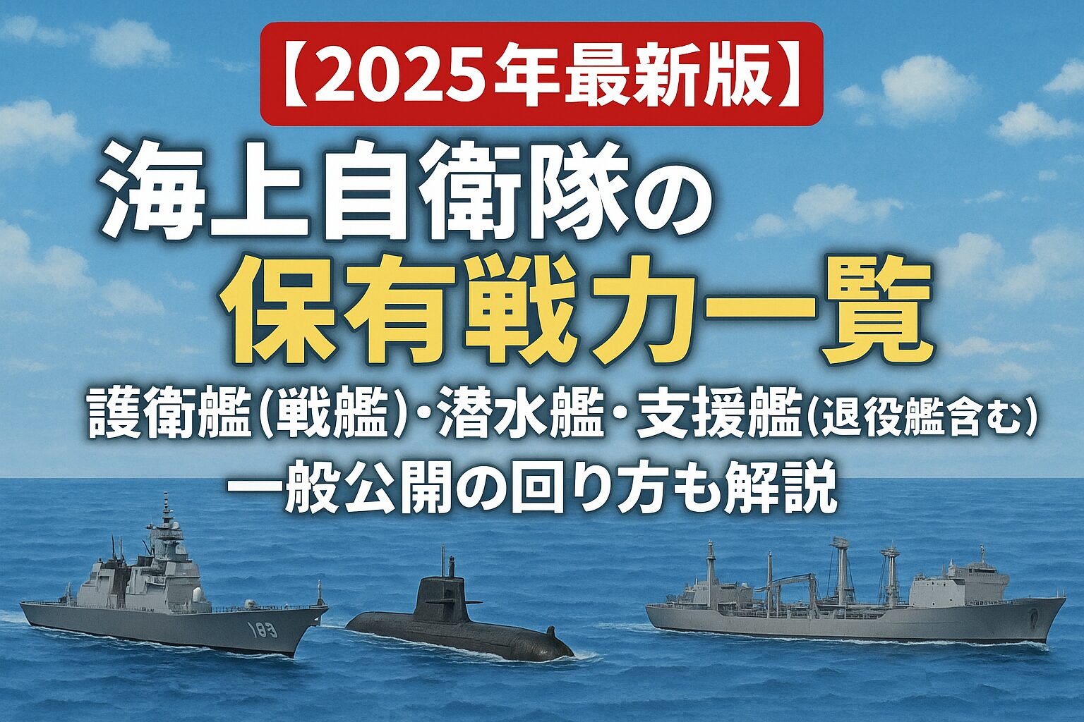 【2025年最新版】海上自衛隊の保有戦力一覧　護衛艦(戦艦)・潜水艦・支援艦(退役艦含む)　一般公開の回り方も解説