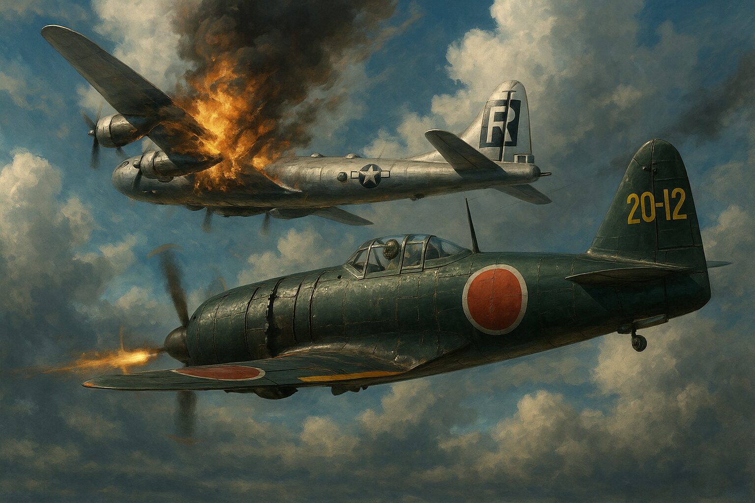 B-29を撃墜する雷電