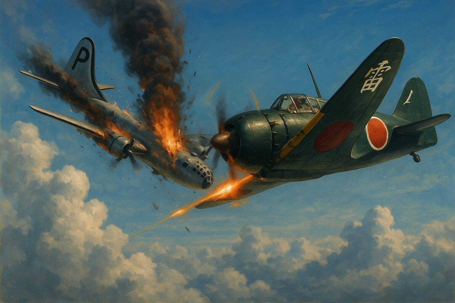 B-29を撃墜する雷電