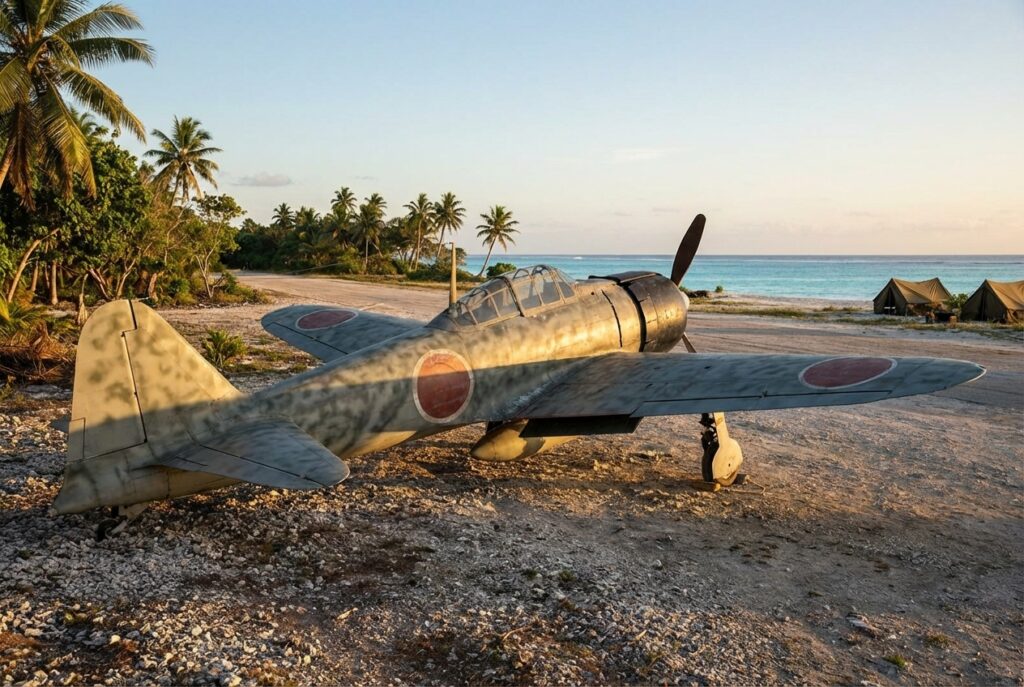 零戦21型の側面図 長い丸い翼端が特徴的な太平洋戦争初期の日本海軍戦闘機