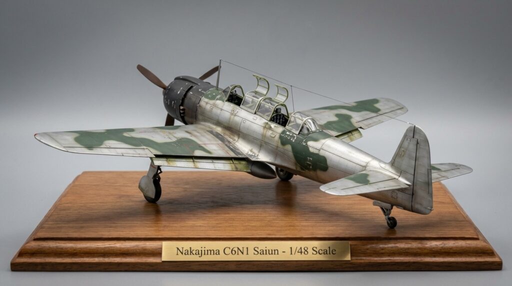 「彩雲のプラモデル完成例――細身のシルエットと低抵抗設計の美しさを再現」