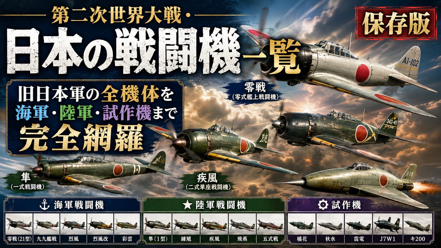 第二次世界大戦・日本の戦闘機一覧｜旧日本軍の全機体を海軍・陸軍