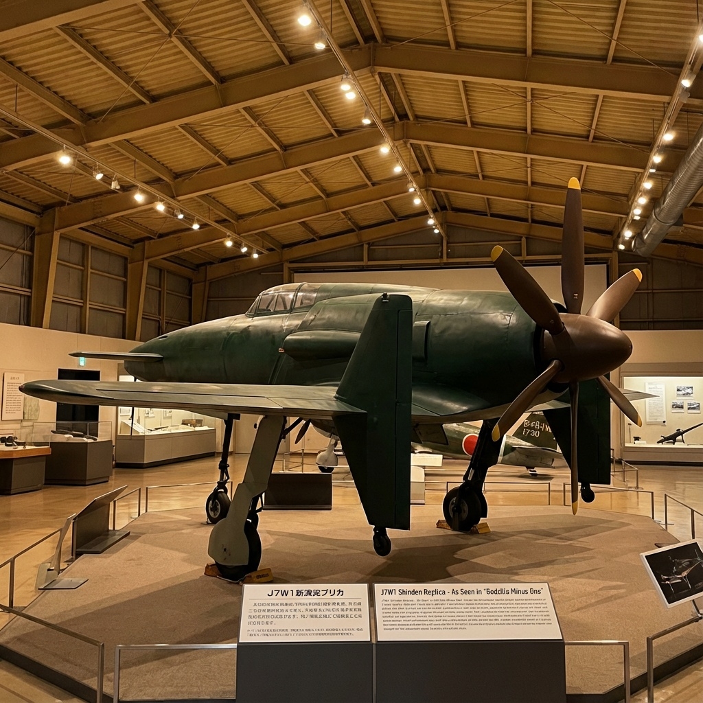 スミソニアン航空宇宙博物館に展示される震電の現存前部胴体