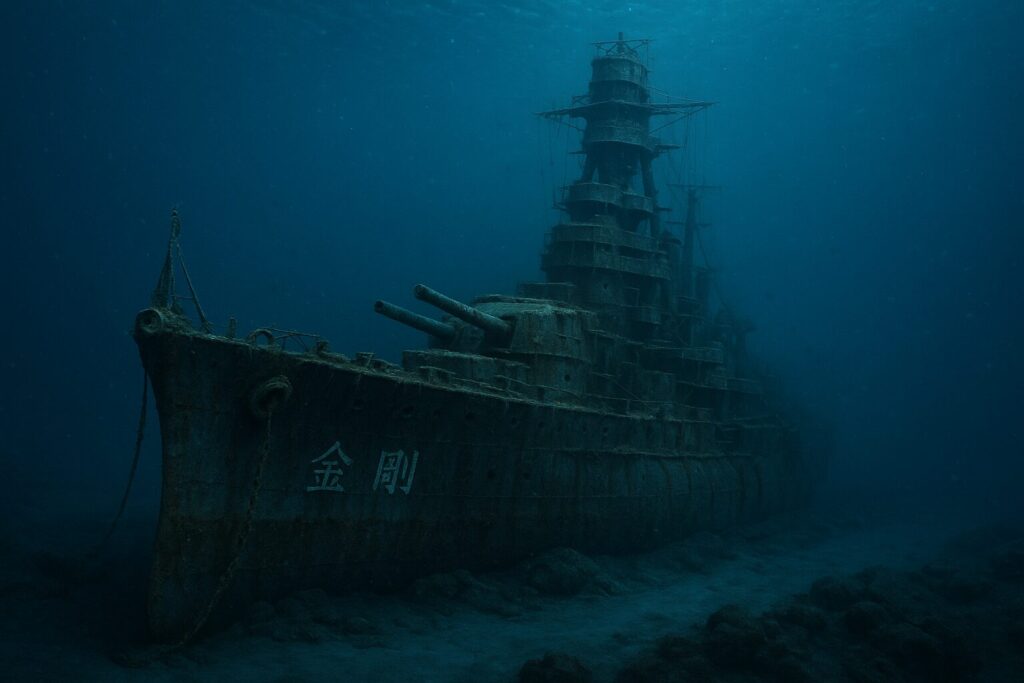 海底に沈む戦艦金剛のイメージ