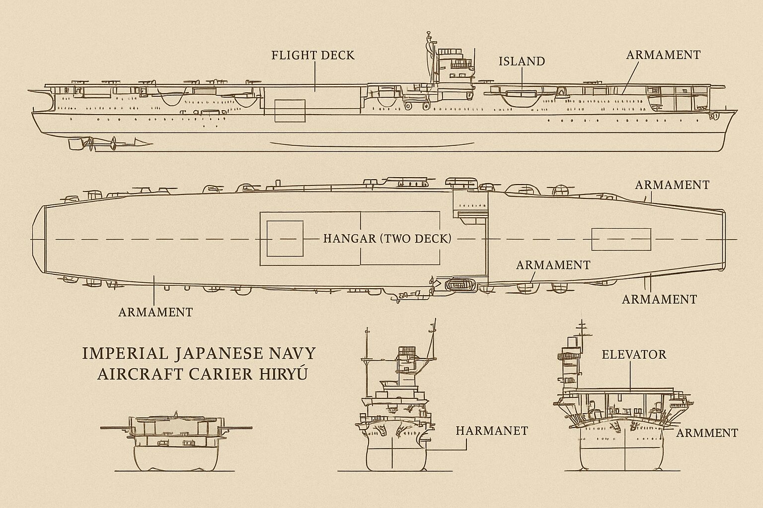 空母飛龍の設計図