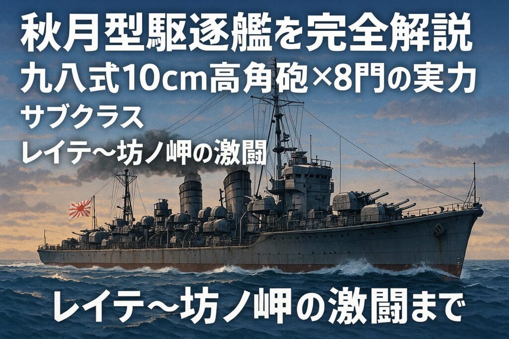 秋月型駆逐艦を完全解説：九八式10cm高角砲×8門の実力、サブクラス、レイテ〜坊ノ岬の激闘まで