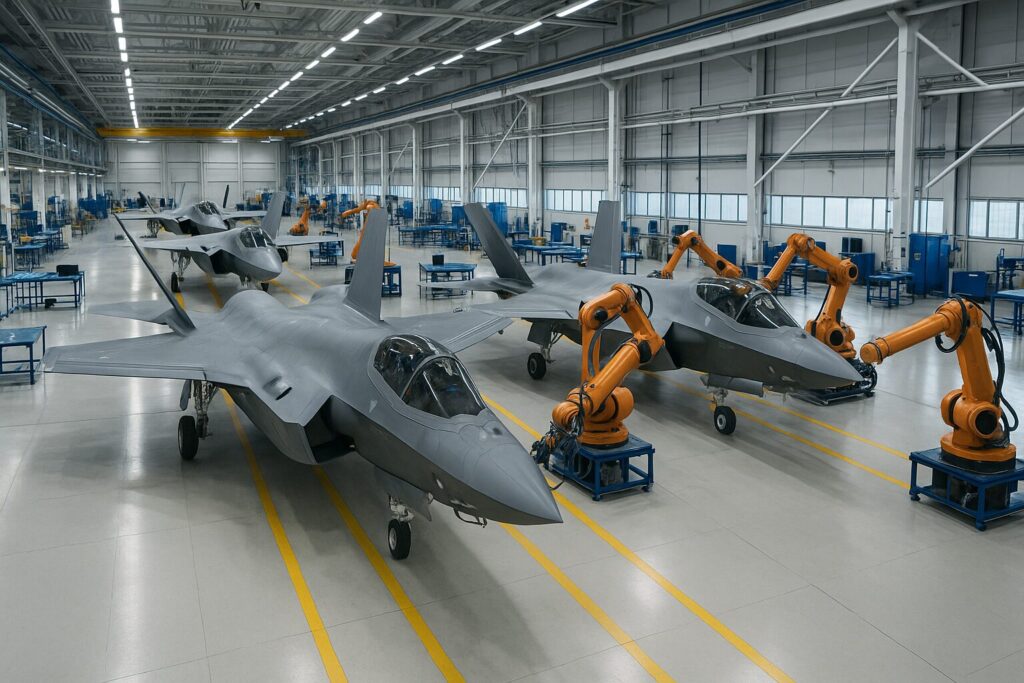 最新鋭の航空機製造施設。三菱重工など大手メーカーが次世代戦闘機GCAPの開発を進める