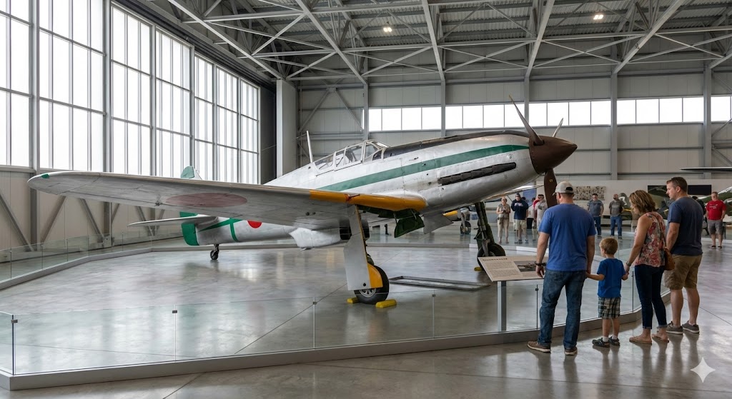 岐阜かかみがはら航空宇宙博物館に展示されている飛燕Ki-61-II改。川崎重工によるレストアを経た貴重な現存機