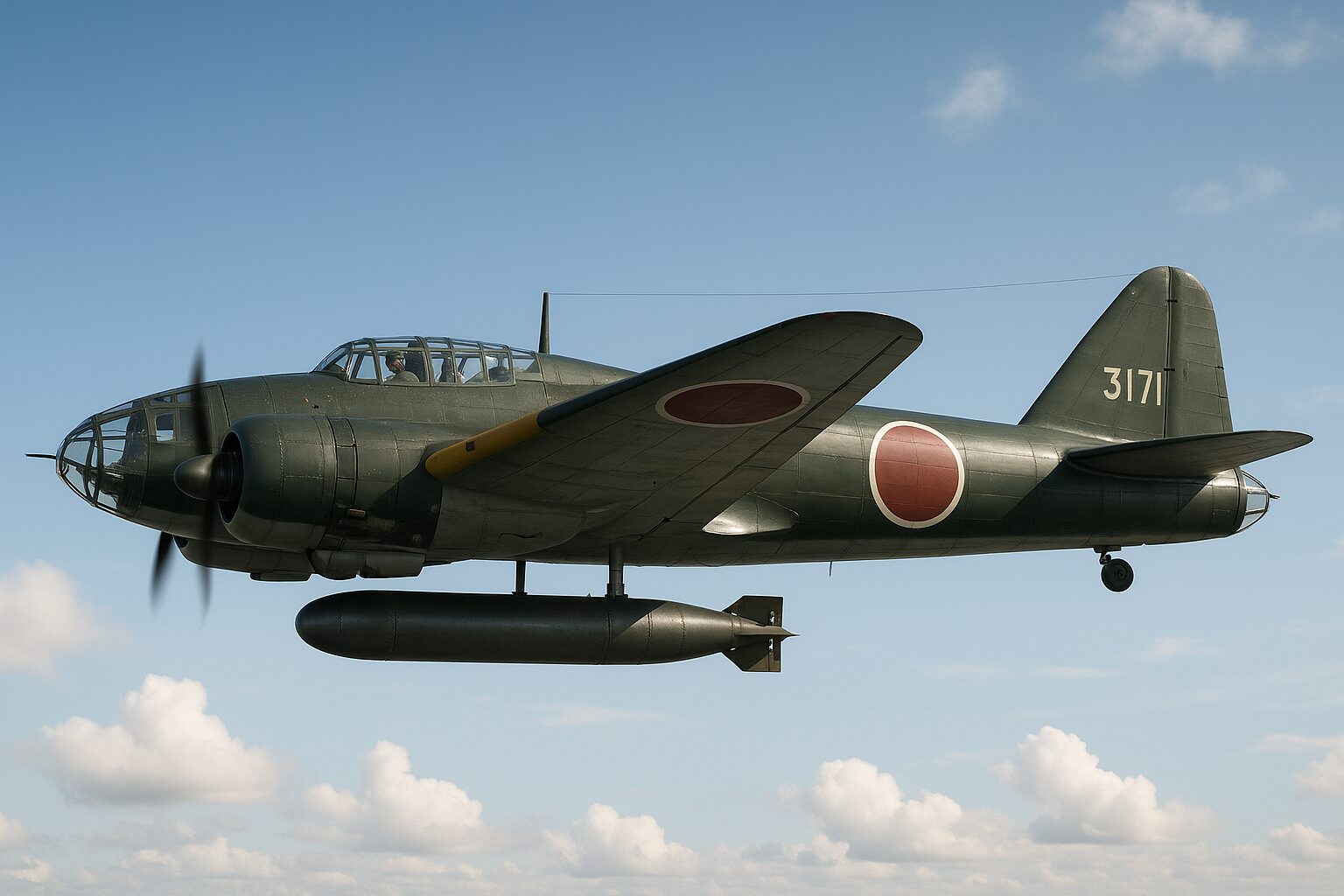 長距離飛行する一式陸上攻撃機