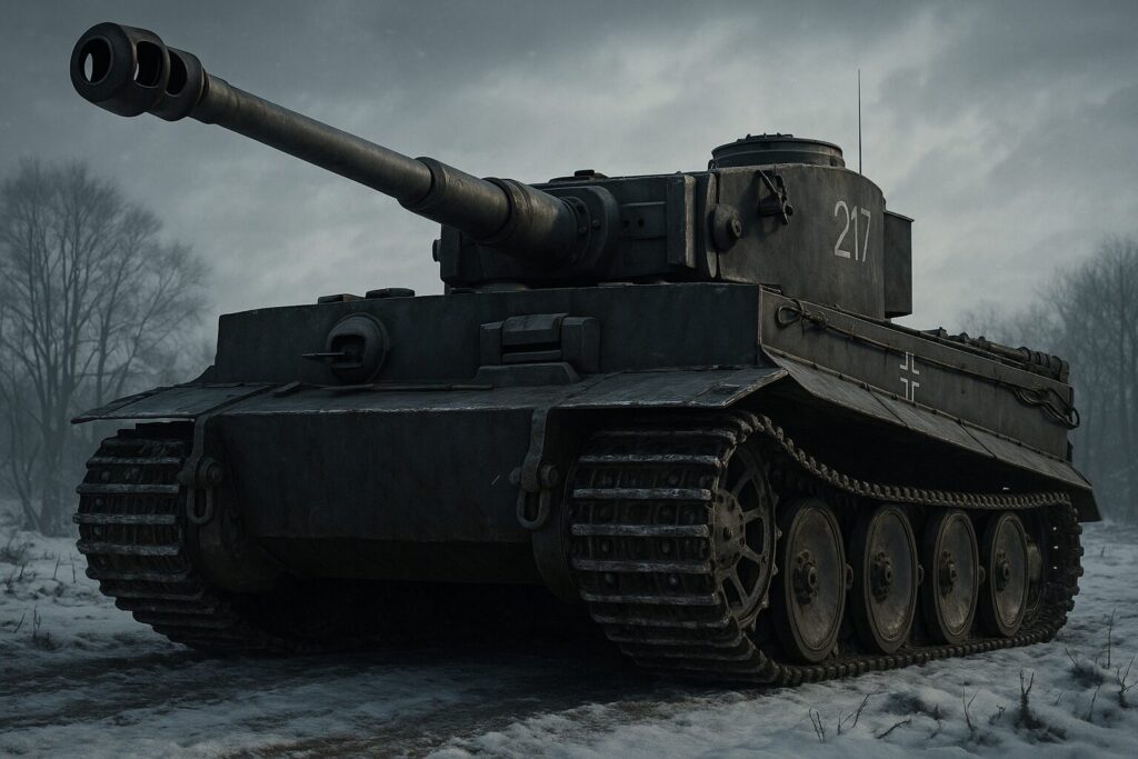 ティーガーI重戦車(Panzer VI Tiger)88mm砲を搭載した威圧的な姿