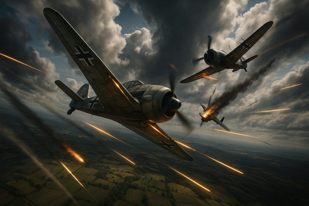 Fw190Aによる激しい空中戦の様子を描いた第二次世界大戦の航空戦