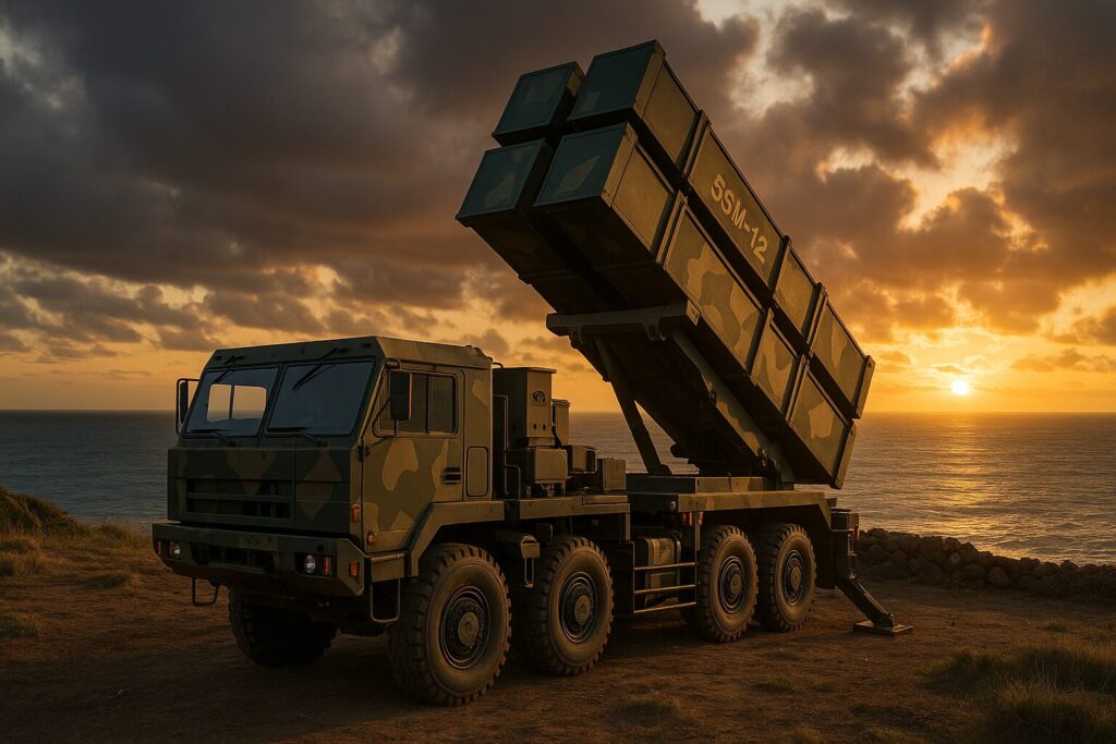 12式地対艦誘導弾の移動式発射機。南西諸島防衛の主力兵器