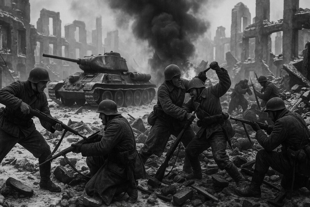 1942-43年スターリングラード攻防戦。瓦礫と化した市街地での激しい戦闘。戦争の転換点となった200日間の地獄