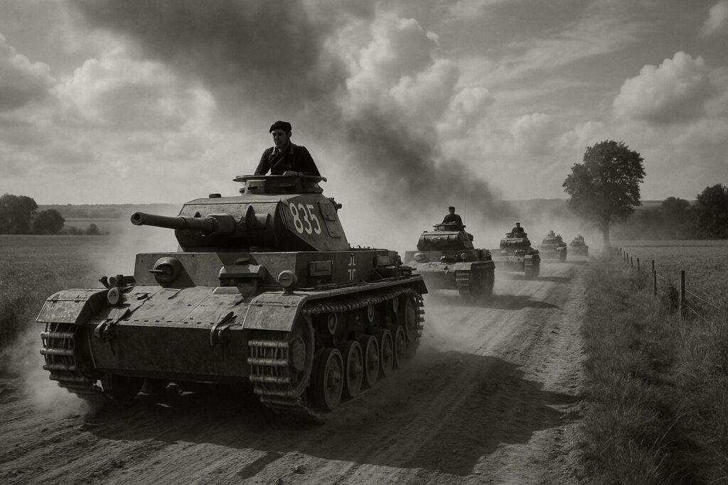 940年、フランスを進撃するドイツ軍装甲部隊の電撃戦