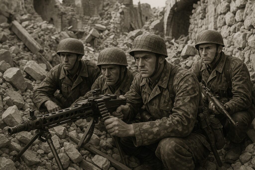 モンテ・カッシーノを守るドイツ第1降下猟兵師団の兵士