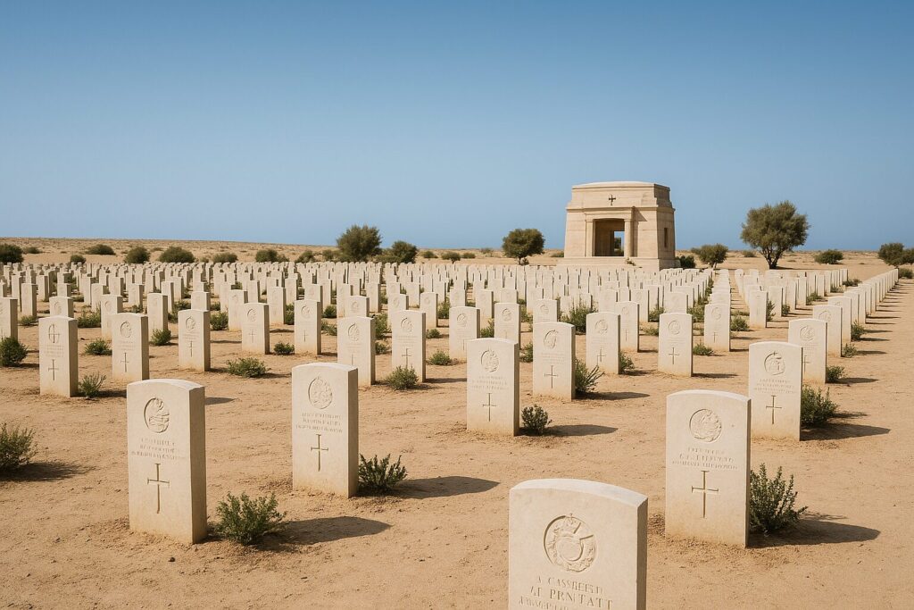 エル・アラメイン連邦戦争墓地 戦没者を追悼する白い墓標