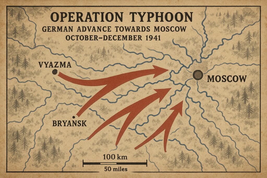 タイフーン作戦・ドイツ軍のモスクワ進撃ルート地図（1941年10月〜12月）