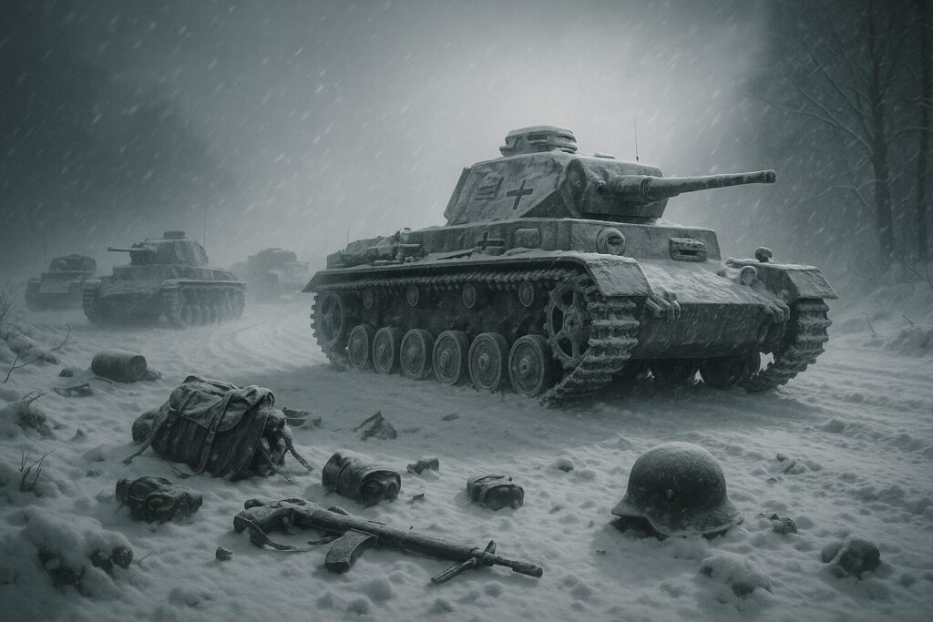 モスクワ戦・凍結して放棄されたドイツ軍戦車と車両（1941年冬）