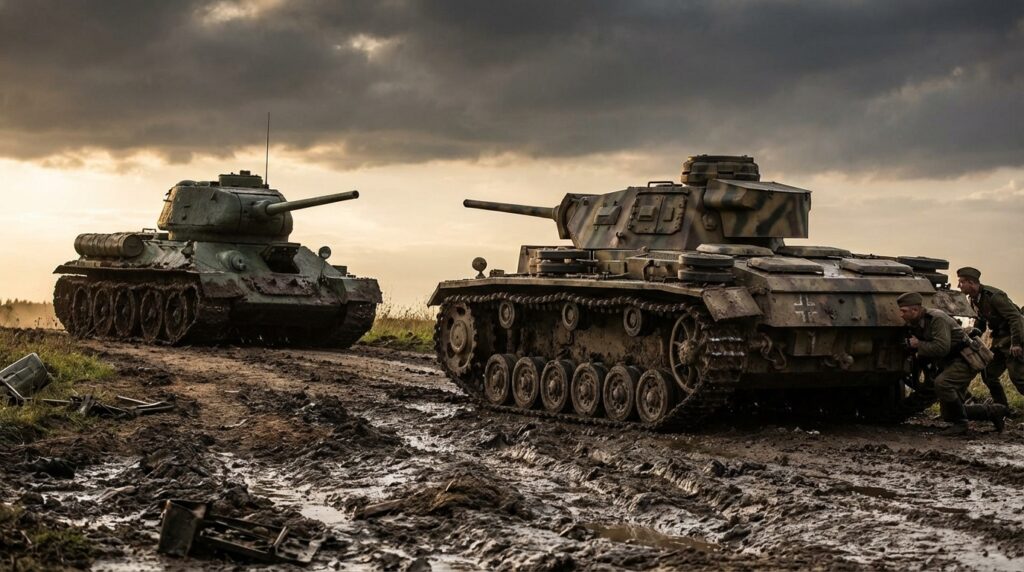 東部戦線でソ連T-34と対峙するドイツIII号戦車（T-34ショック）