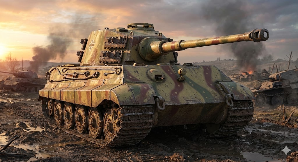 ティーガーII(キングタイガー)重戦車の正面アングル