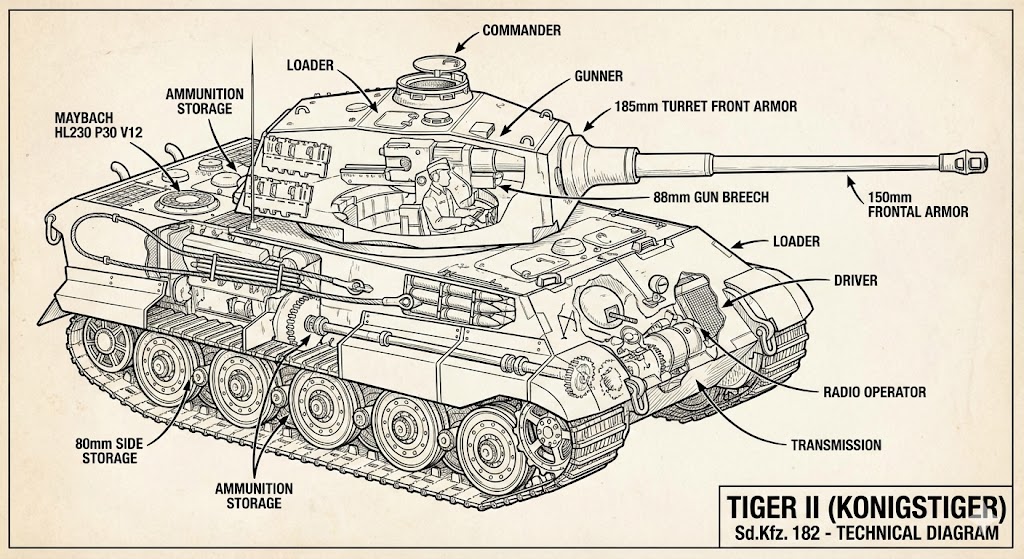ィーガーII重戦車の内部構造図