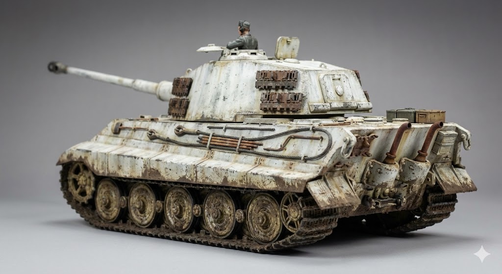 1/35スケール ティーガーII(ヘンシェル砲塔)プラモデル完成品