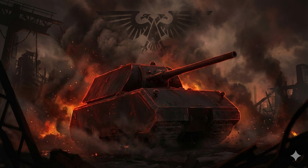 ドイツの技術的野心を象徴するマウス超重戦車のドラマチックなアートイラスト