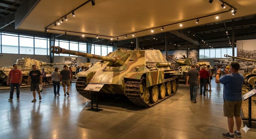 博物館に展示されたヤークトパンター｜現存する実車を見学する様子