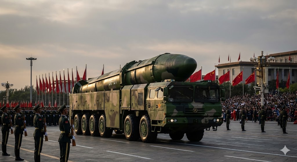 中国ロケット軍のDF-21弾道ミサイル。通称『空母キラー』