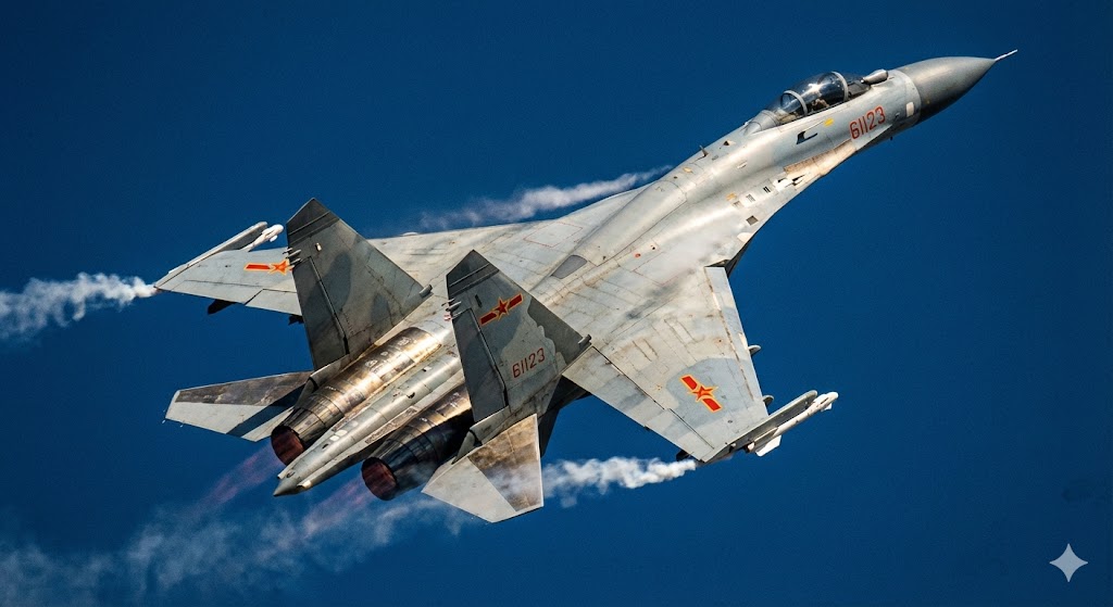 中国空軍J-11B戦闘機の飛行シーン - Su-27系列の大型双発戦闘機