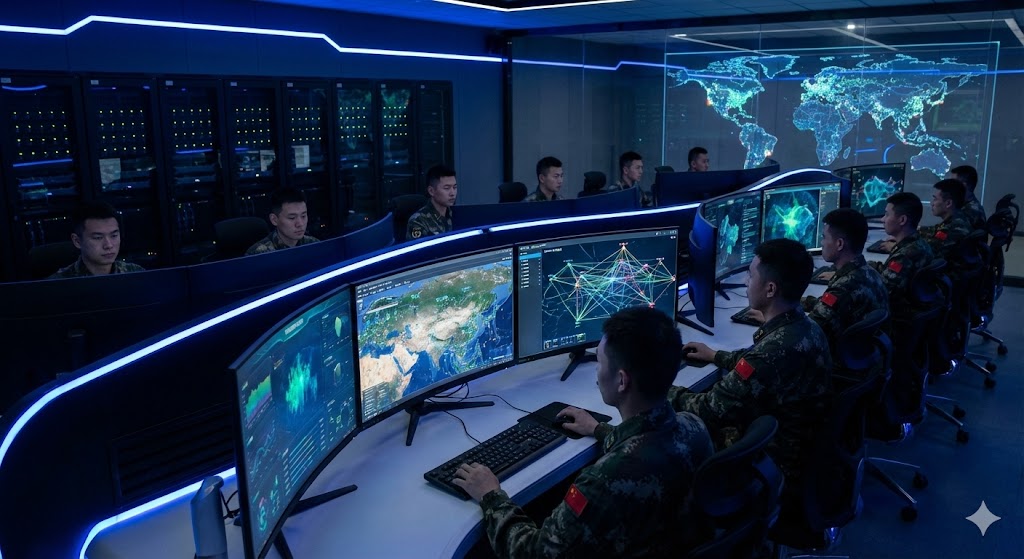 中国軍のサイバー戦・宇宙戦を担当する戦略支援部隊のイメージ