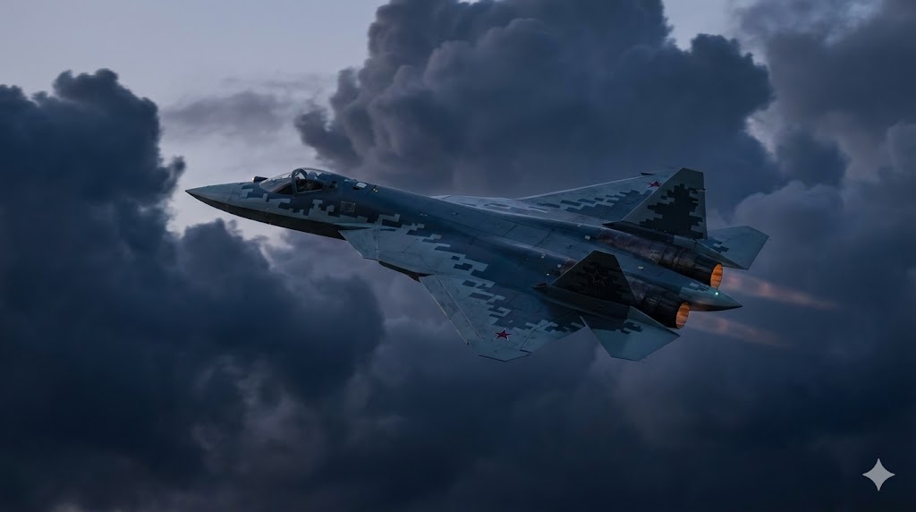 スホイSu-57フェロン｜多面レーダーアレイと長射程ミサイル運用を特徴とするロシア初の第5世代ステルス戦闘機
