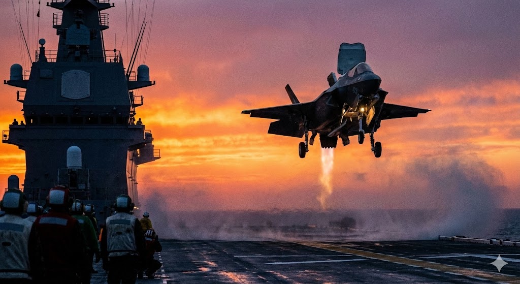 いずも型護衛艦でのF-35B垂直着艦シーン - 次世代ステルス戦闘機の運用能力