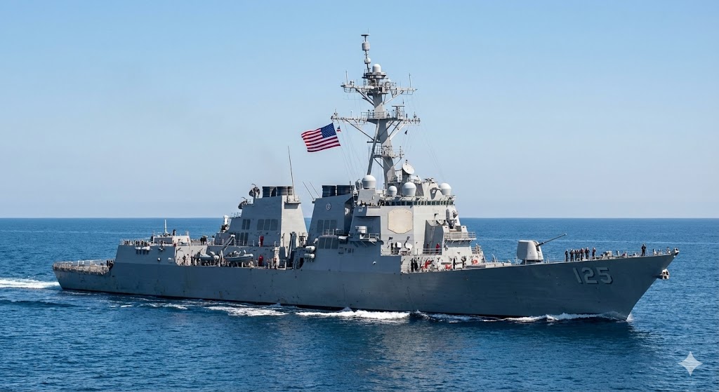 アメリカ海軍アーレイバーク級フライトIIIイージス駆逐艦の航行イメージ