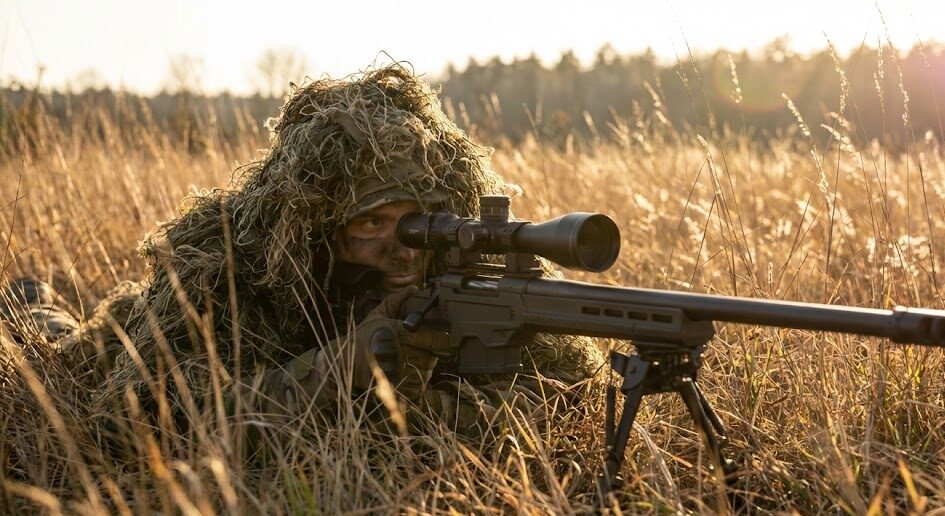 スナイパーライフルを構える狙撃手のイメージ画像