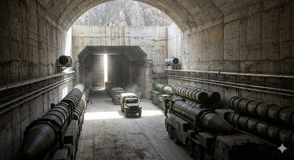 中国の地下ミサイル基地「地下長城」、山岳部のトンネル内に隠匿されたミサイル