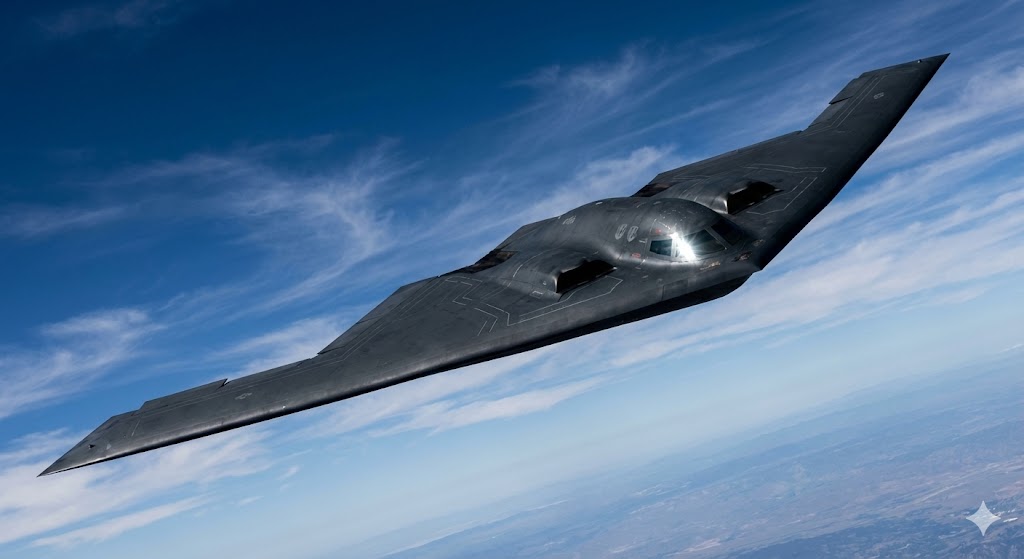 アメリカ空軍B-2スピリット・ステルス爆撃機の特徴的な全翼機シルエット