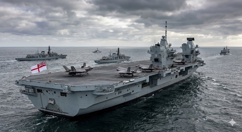 F-35Bを搭載した英国海軍クイーン・エリザベス級空母