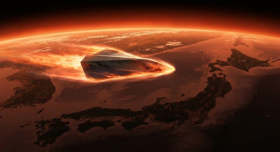 大気圏内を極超音速で滑空する中国のDF-17型極超音速滑空体のイメージ図