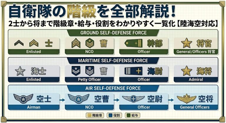 自衛隊の階級一覧｜2士から将まで給与・役割を解説