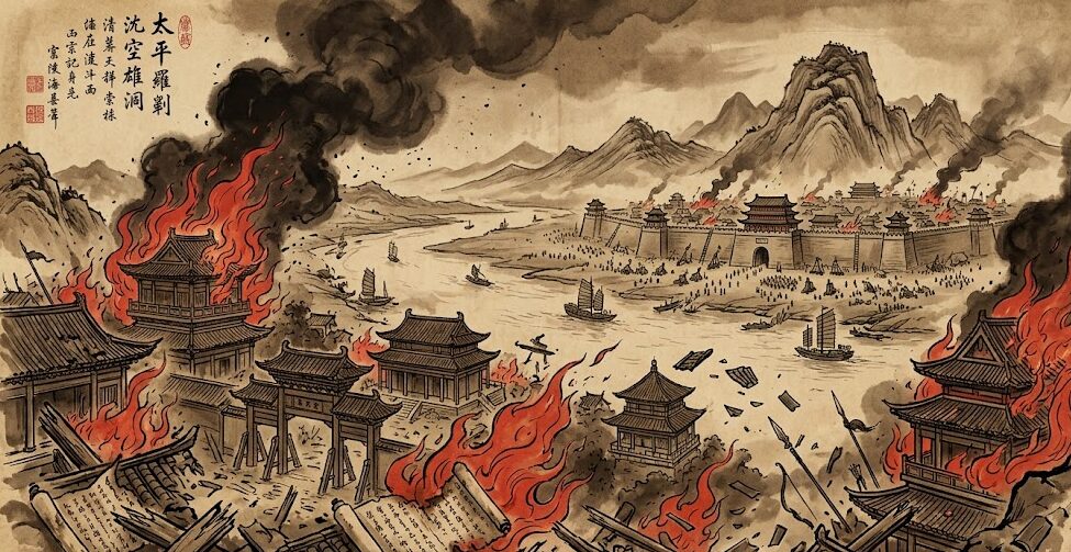 太平天国の乱で炎上する長江下流域の都市