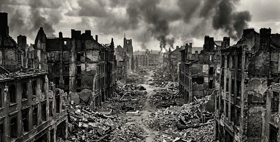 第二次世界大戦で破壊された欧州都市の廃墟