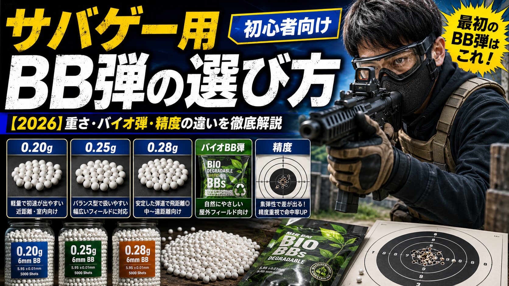 サバゲー用BB弾の選び方【2026】｜重さ・バイオ弾・精度の違いを徹底 