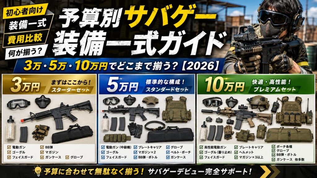予算別サバゲー装備一式ガイド｜3万・5万・10万円でどこまで揃う 