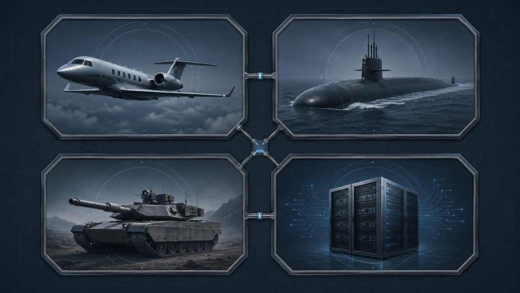 GDの4事業 航空・艦艇・戦闘システム・テクノロジーのイメージ