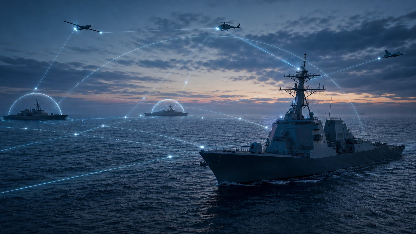 イージス艦のネットワーク防空をイメージした海上シーン