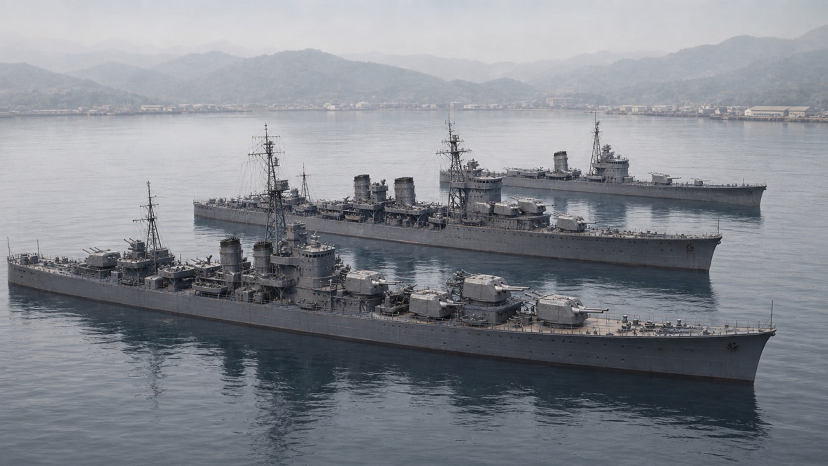 秋月型駆逐艦と同時代の日本駆逐艦を比較するイメージ