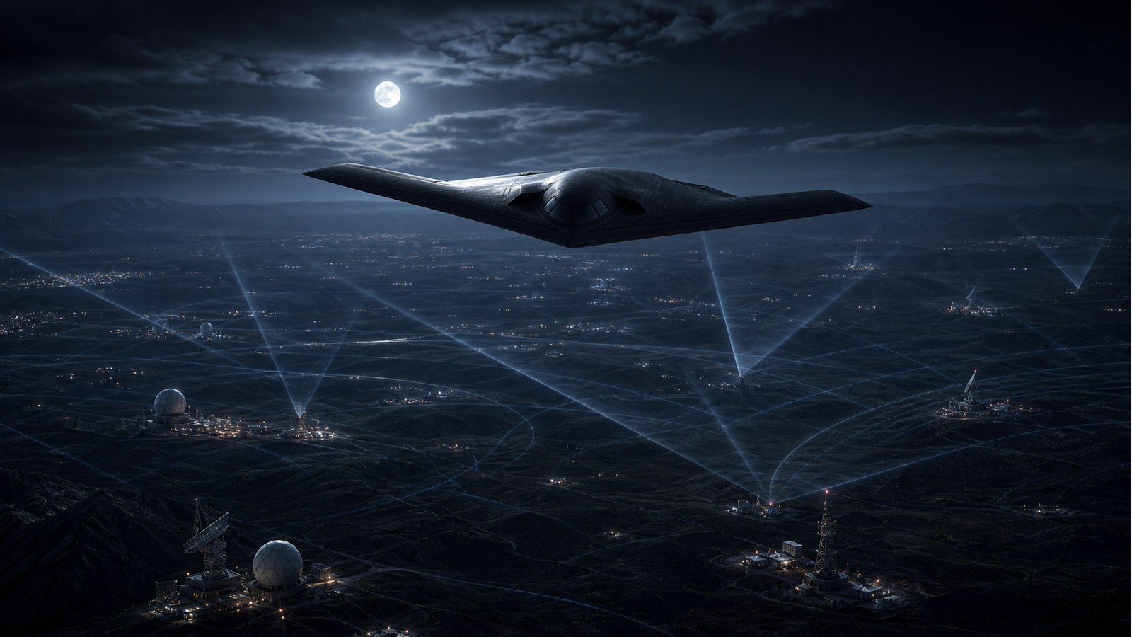 B-21レイダーがA2/AD防空網を突破するイメージ