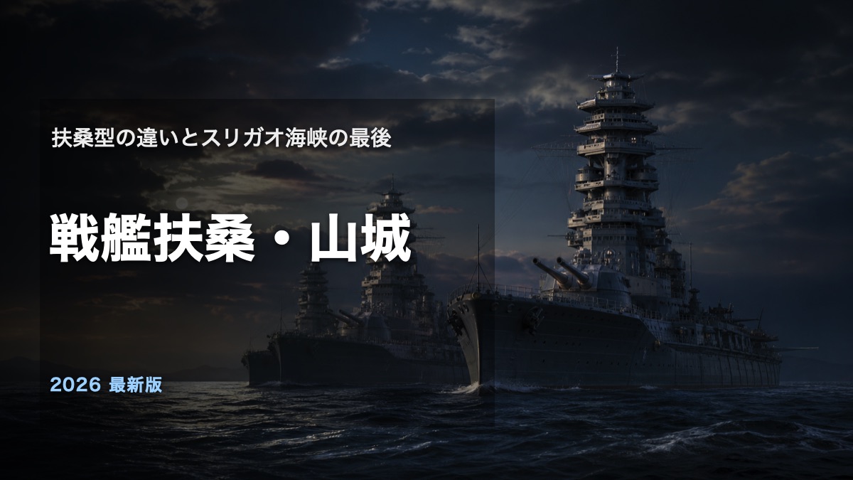 戦艦扶桑・山城とスリガオ海峡の最後を解説するアイキャッチ画像