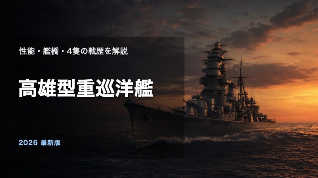 高雄型重巡洋艦の性能と艦橋と4隻の戦歴を解説するアイキャッチ画像